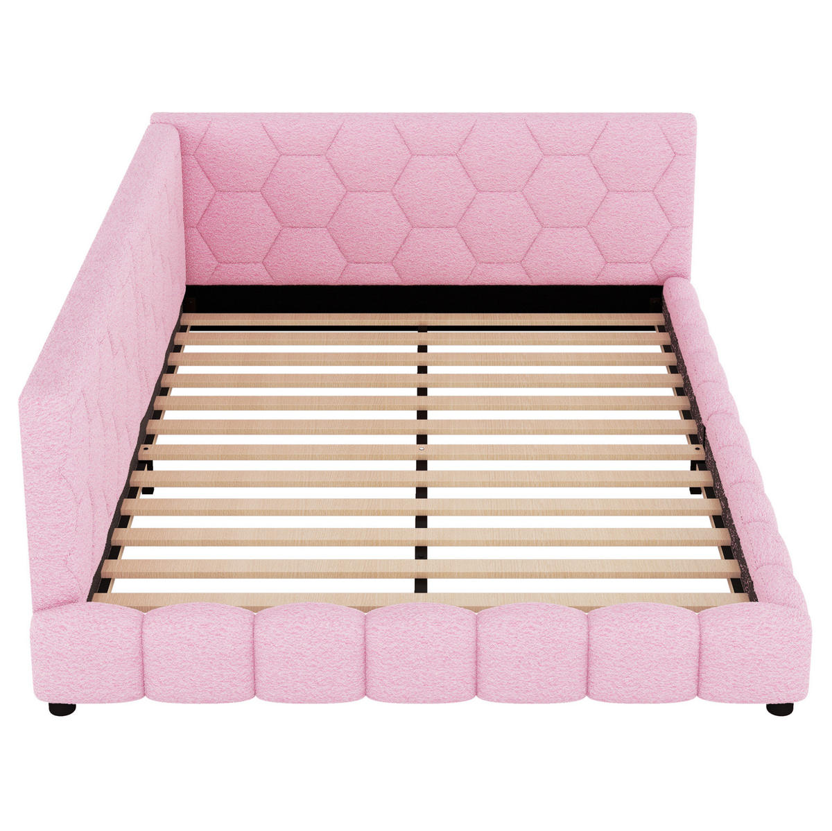 POLSTERBETT 140/200 cm Rosa aus Vliesimitat mit LED-Umgebungslicht - Rosa, Textil (140/200cm) - OKMYHOME