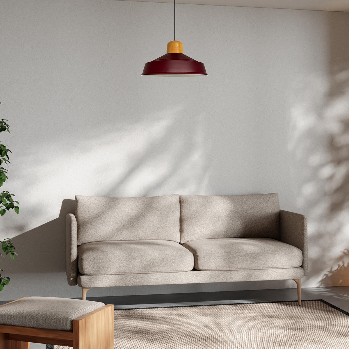 PENDELLEUCHTE Asletl 40/30 cm - Dunkelrot, Metall (40/30cm) - Bamyum