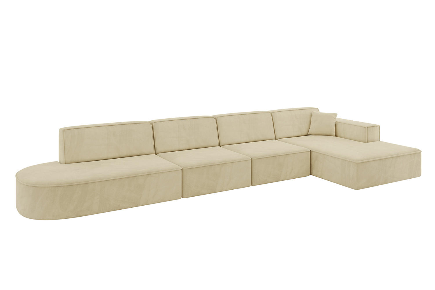 ECKSOFA Ottomane Rechts IREA-L3-v4 - 403x165x72,5 cm Beige - Ecru/Beige, Holzwerkstoff/Textil (403/165cm) - ALTDECOR
