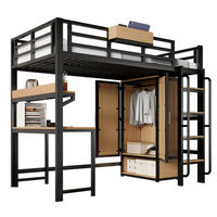 HOCHBETT 90/200 cm mit Kleiderschrank, Schreibtisch und Regal in Schwarz/Natur - Schwarz, Metall (90/200cm) - Flora Grace