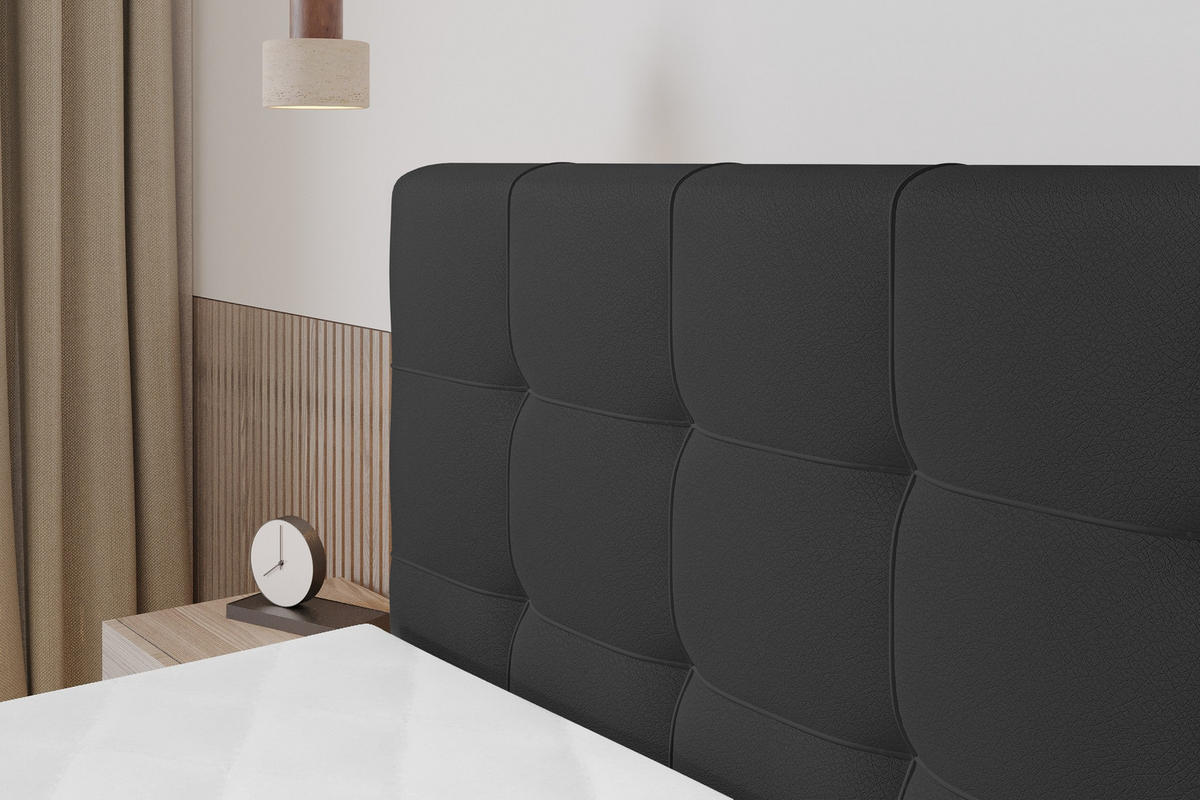 BOXSPRINGOVÁ POSTEL s matrací H3/H4 - IGAN-Z KING - 120x200 cm Černá - vysoce lesklá černá, kompozitní dřevo (123/200cm) - ALTDECOR