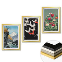 WANDBILDER 3er Set - 20x30 cm Goldrahmen - Berge, Wasserfälle, Vögel, Blumen - Goldfarben, Kunststoff (20/30cm) - ArtPrintCave
