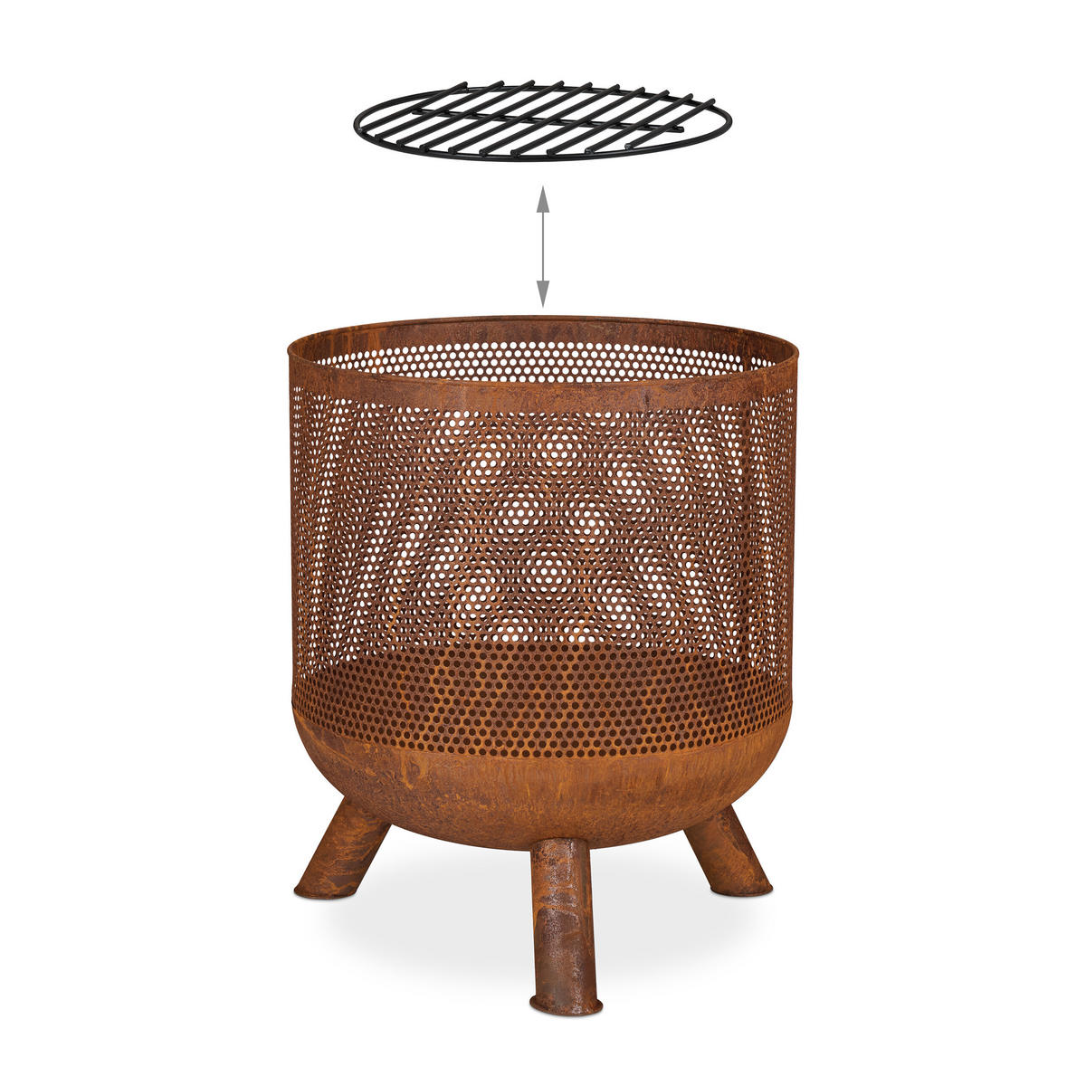 FEUERKORB - Braun, Metall (44/53/44cm) - Relaxdays