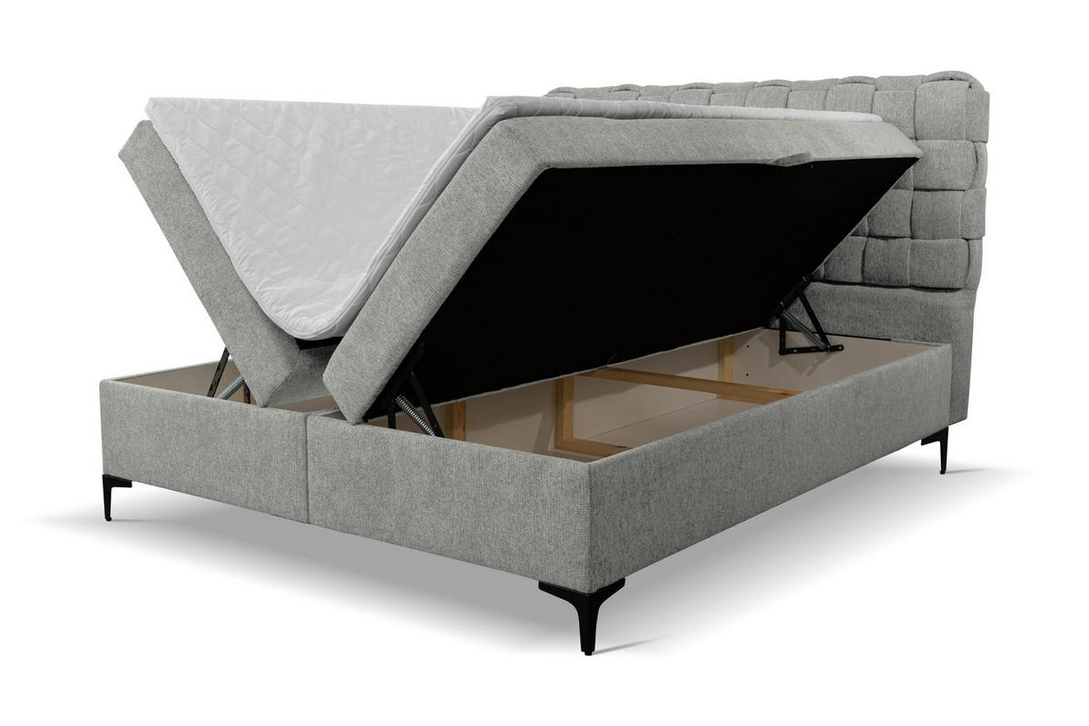 BOXBETT ROMA mit zwei Bettkästen H2/H3 Matratze und Topper 140 x 200 cm - Grau, Holzwerkstoff (140/200cm) - VENASI MÖBEL