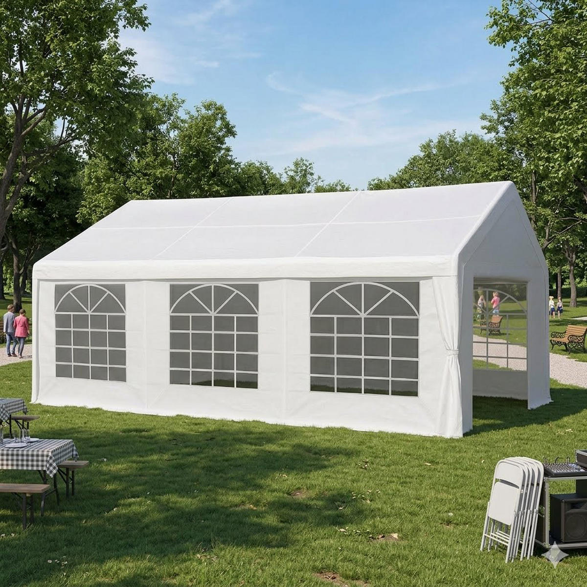 DACHPLANE Livingston - Zeltabdeckung für 4x6 Meter, PVC weiss 480g/m². BxTxH: 600x400x310 cm - Weiß, Kunststoff (600/0.3/400cm) - TPFGarden