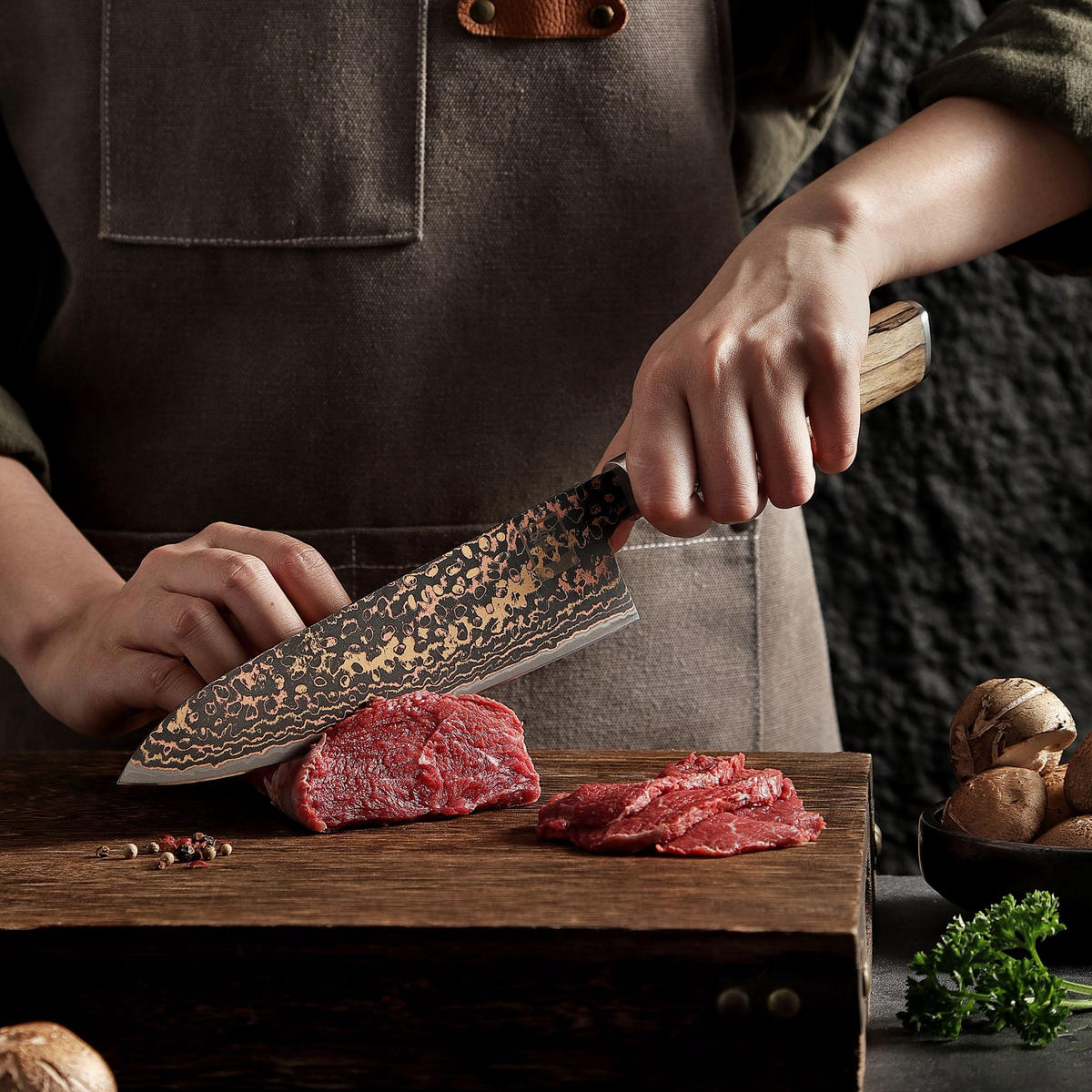 CHEFMESSER 19 cm - Ahornfarben, Holz/Metall (33cm) - Zayiko