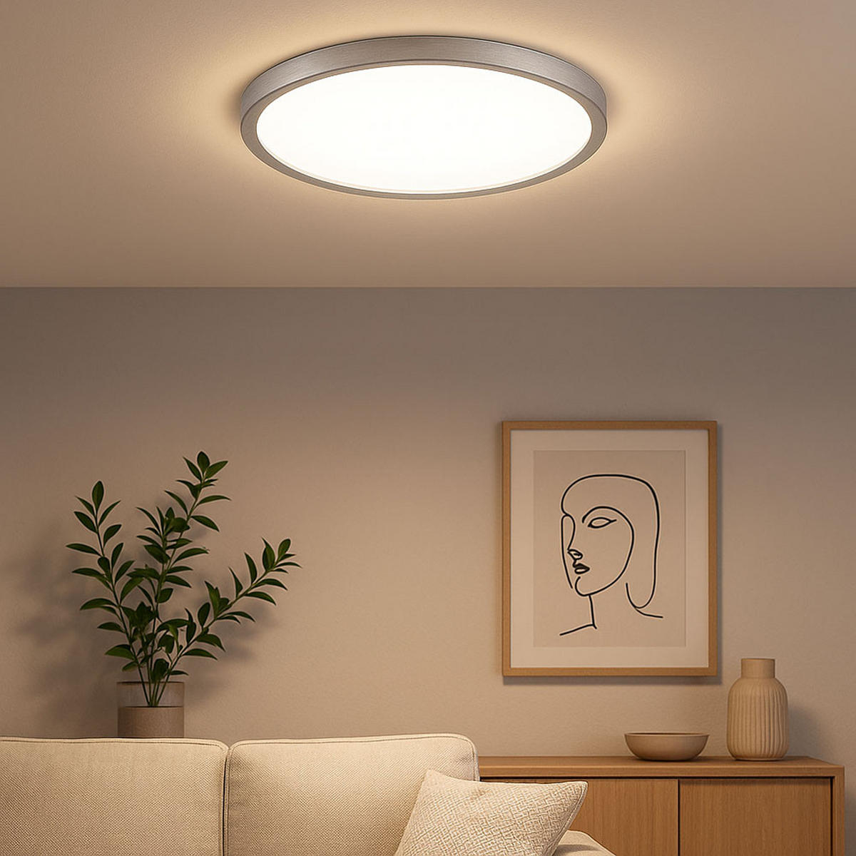 LED DECKENLEUCHTE Backlight Silber - Weiß, Kunststoff (42.5/42.5/3.4cm) - Briloner
