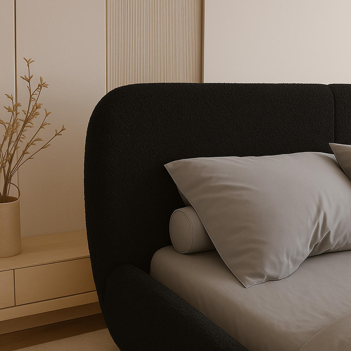 BETT Schwarz ELLE Gepolstert 140x200 cm - Schwarz, Kunststoff/Textil (140/200cm) - Sepro Meble