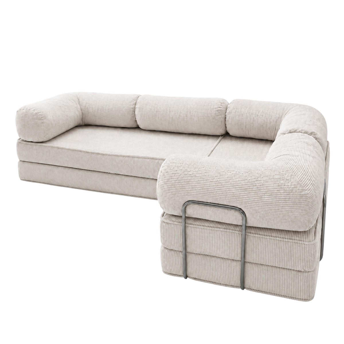 ECKSOFA Cord 300 x 200 cm Beige mit Schlaffunktion - Beige, Textil (300/200cm) - SURB