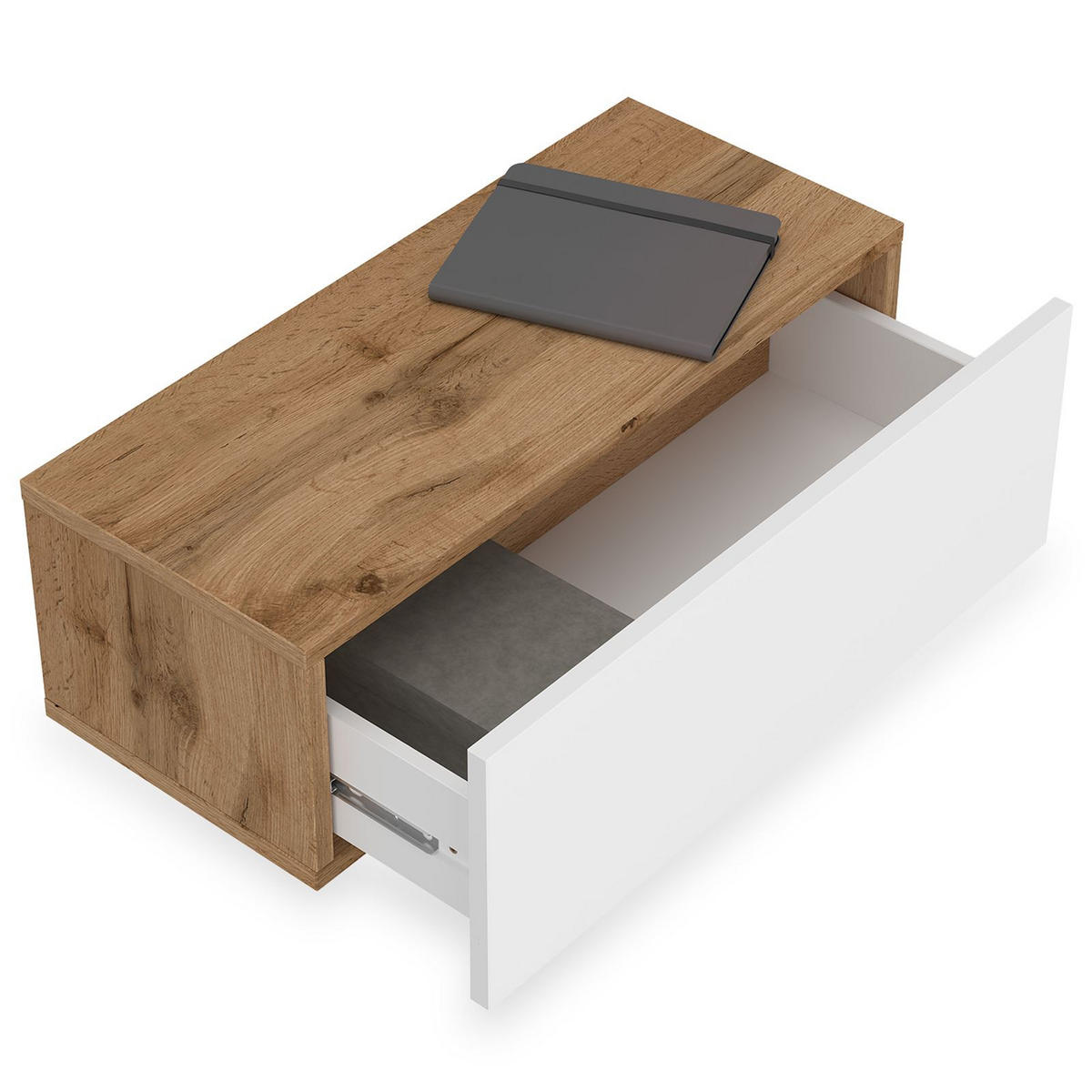 HÄNGENDER NACHTTISCH NANI Wotan Eiche/weiß - Eiche Wotan/Weiß, Holzwerkstoff (60/21/27cm) - IDIMEX