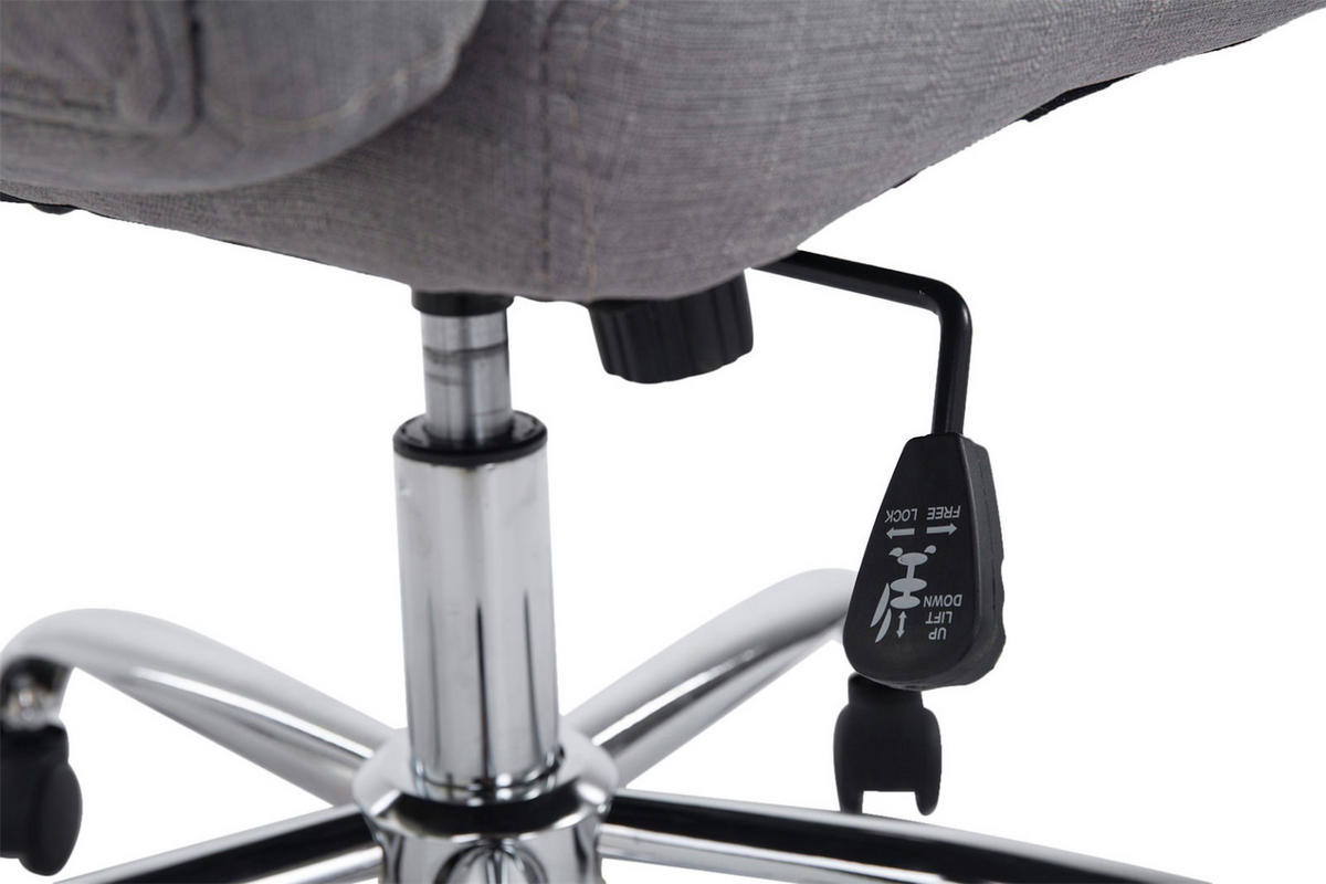 BÜROSTUHL JUBEL Stoff 115x62x70 Grau Stoff Metall - Grau, Textil/Metall (62/115/70cm) - DELUKE