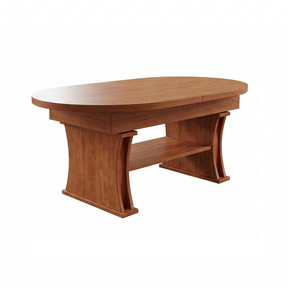 COUCHTISCH oval ausziehbar höhenverstellbar Ablage 130/80/60 cm - Kirschbaumfarben, Holzwerkstoff (80/130/60cm) - designimpex