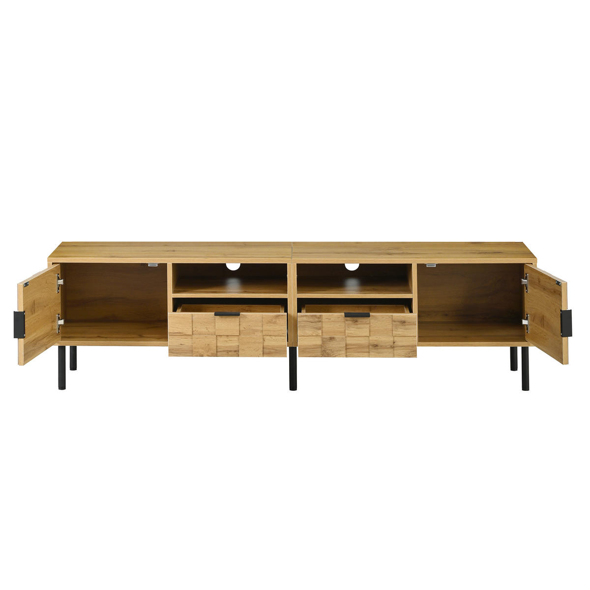 TV-ELEMENT 160/35/42.5 cm Natürlich mit 2 Schublade - Ahornfarben, Holz (160/42.5/35cm) - Oxeza