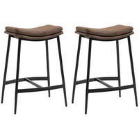 BARHOCKER 2er-Set DE-14723 industriell mit Fußstütze Braun/Schwarz - Braun, Metall (38.5/68.5/48.5cm) - ComfortXL