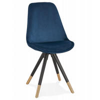 STUHL Stoffbezug Holzgestell mit Goldakzenten, Blau 48x56x83 cm - Blau/Schwarz, Holz/Buchenholz (48/83/56cm) - KADIMA DESIGN