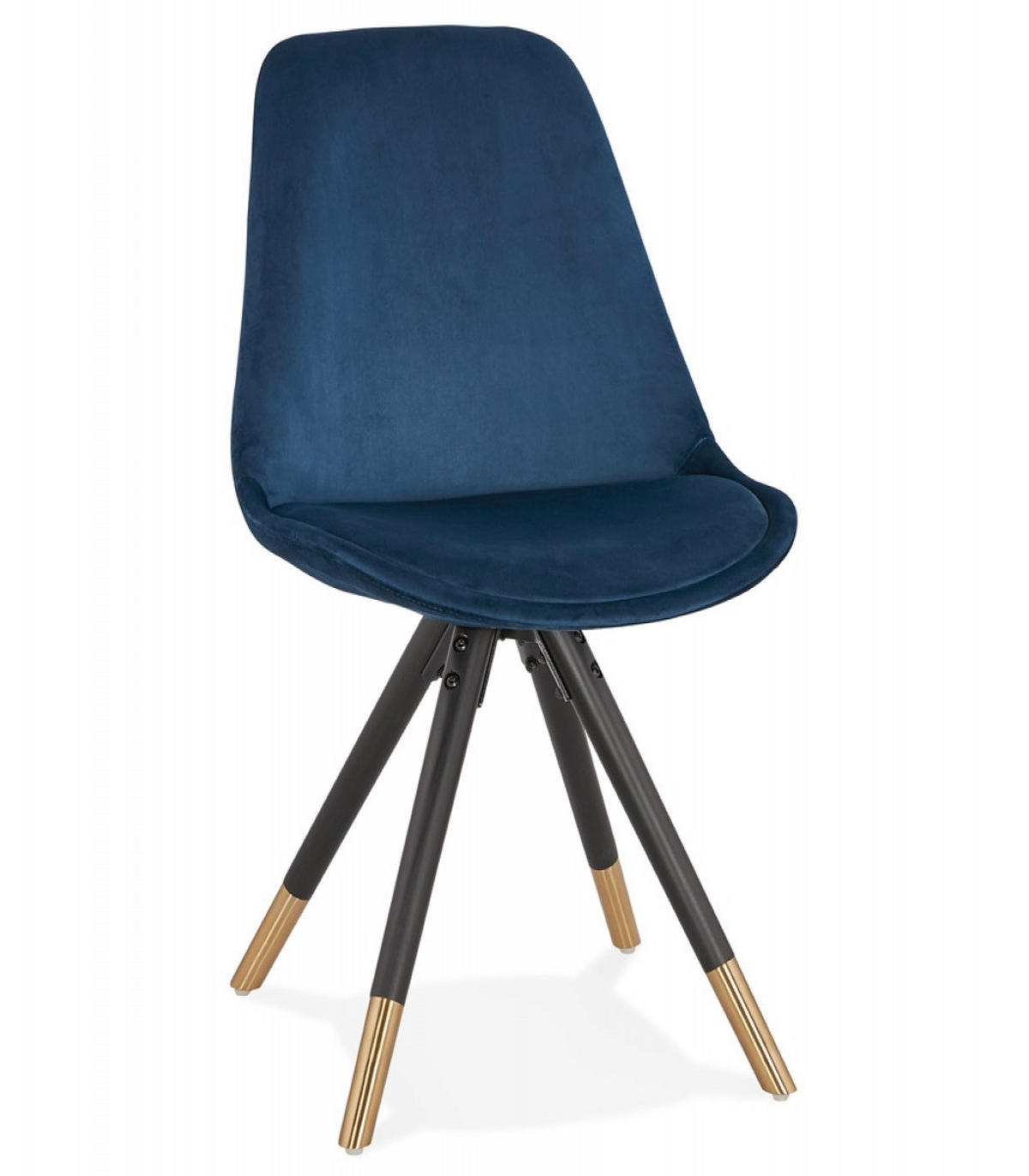 STUHL Stoffbezug Holzgestell mit Goldakzenten, Blau 48x56x83 cm - Blau/Schwarz, Holz/Buchenholz (48/83/56cm) - KADIMA DESIGN