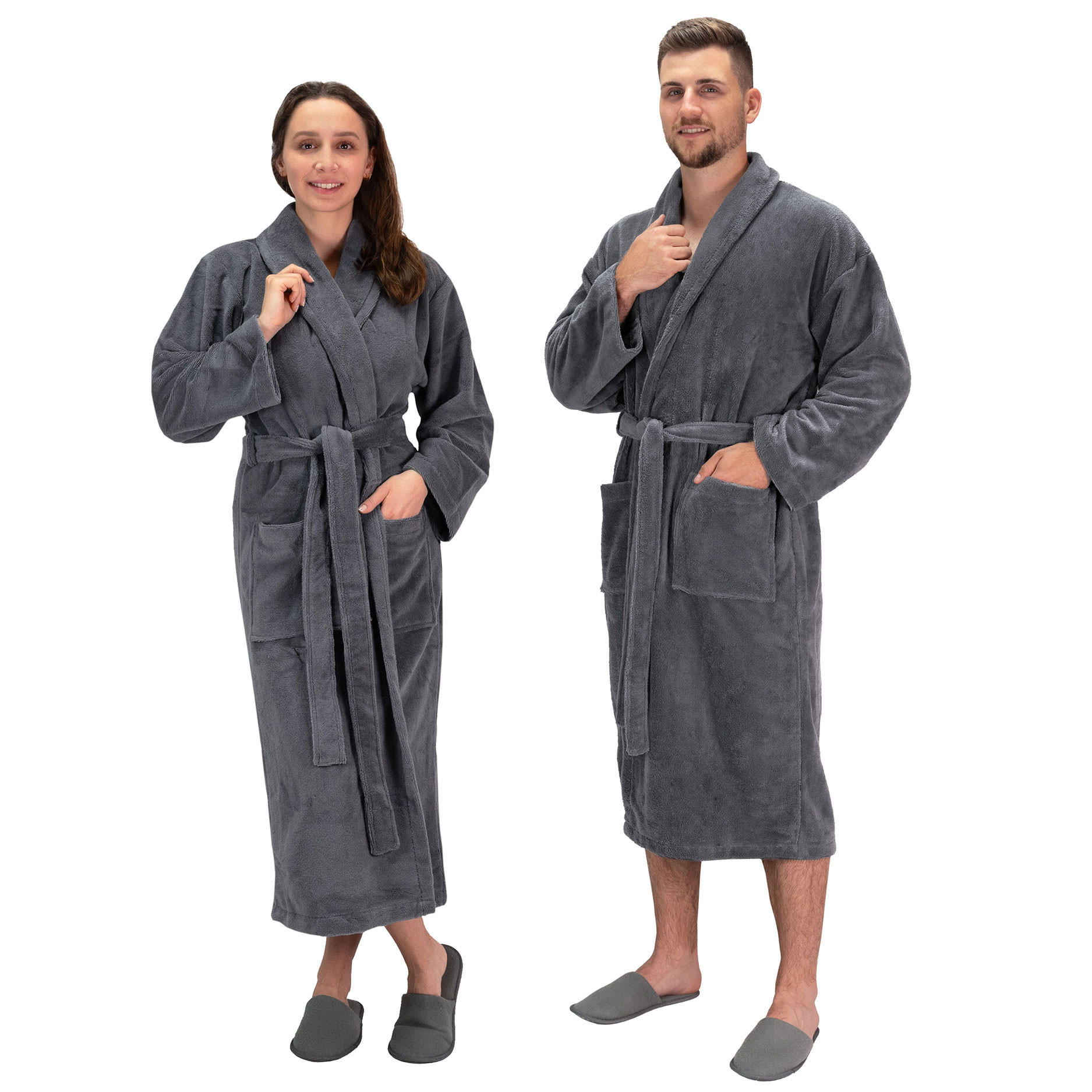 BADEMANTEL, XXL, 100% Polyester-Velours / 100% Baumwolle, Grau - Graphitfarben, Textil (XXLnull) - Zollner