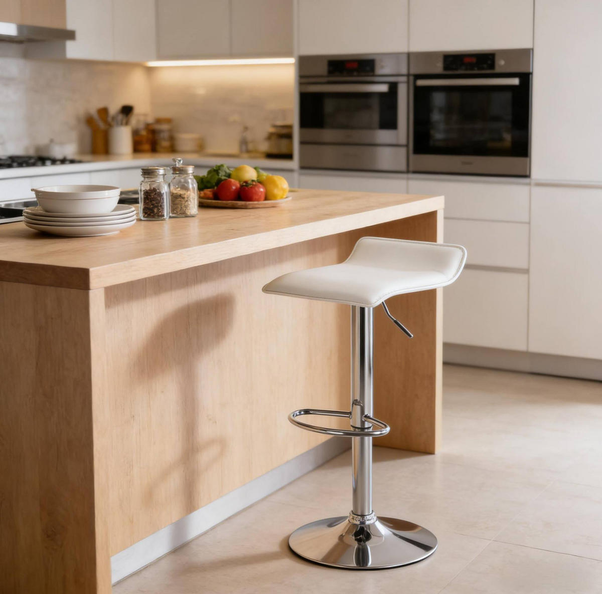 BARHOCKER höhenverstellbar 62–84 cm mit 360-Grad-Drehung, Weiß - Weiß, Metall (39/84/38.5cm) - MIVRAY