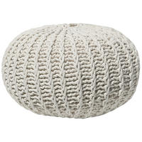 POUF Conrad 50/50/35 cm - Beige, Naturmaterialen/Textil (50/35/50cm) - Beliani