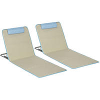 LIEGENAUFLAGE 2er-Set aus Polyester 124x53x4 cm Beige mit 5-fach verstellbarer Rückenlehne - Beige, Textil (53/4/124cm) - Modfu