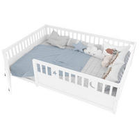 KINDERBETT 140x190 cm Paneelbett Weiß mit Gitter Stern Mond - Weiß, Holzwerkstoff - Gisaae