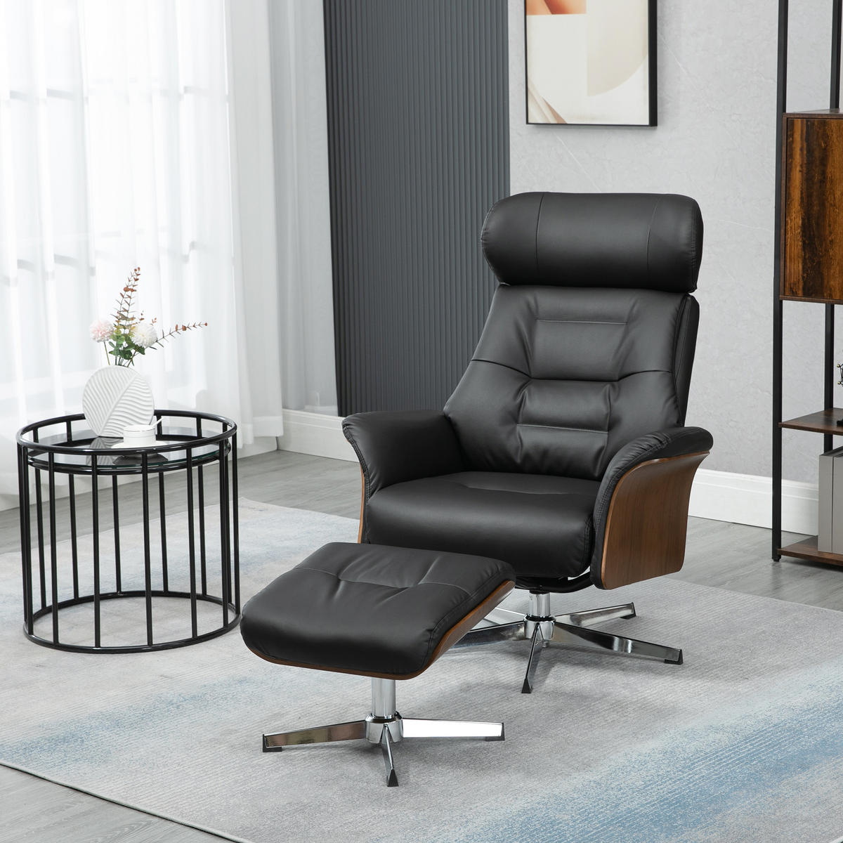 SESSEL Schwarz 80.0/84.0/108.0cm - Schwarz, Leder (84/108/80cm)