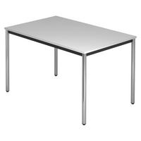 BESPRECHUNGSTISCH Serie-D 80/120/72 cm in Grau/Rundrohr verchromt - Chromfarben/Grau, Holzwerkstoff (80/120/72cm) - bümö