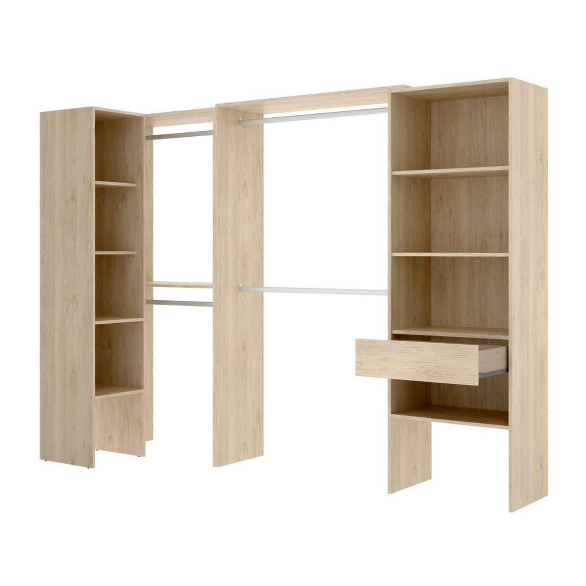 OFFENER KLEIDERSCHRANK Holz-Effekt Eiche 79.4x248h187 - Braun, Holzwerkstoff (248/187/79.4cm) - DMORA