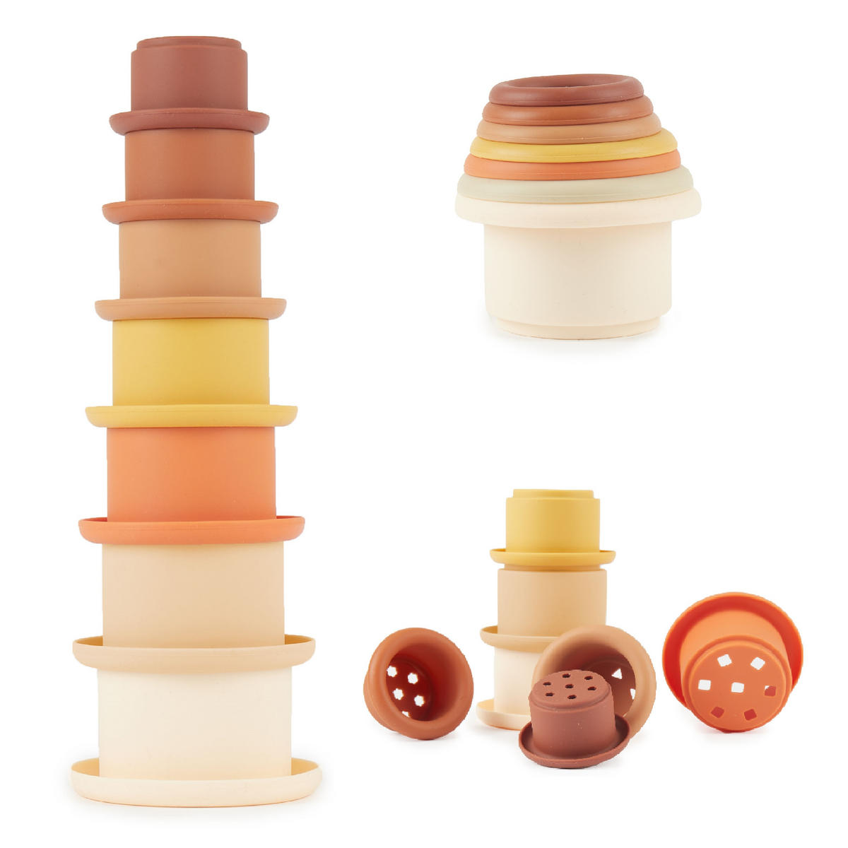 STAPELBECHER Stapelturm Silikon - ab 6 M - Dunkelorange, Kunststoff (80/75cm) - Bieco Spielwaren