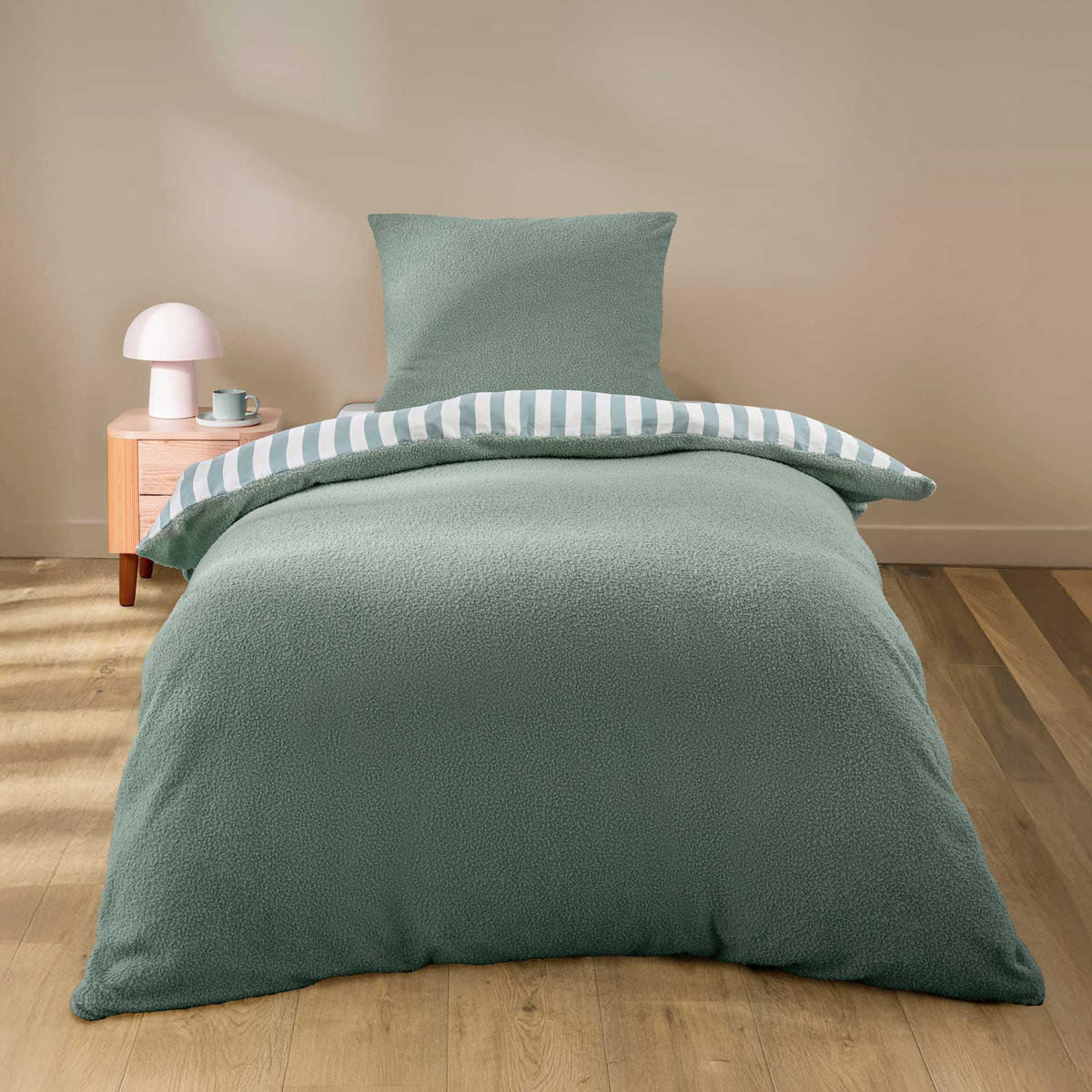 PLÜSCHBETTWÄSCHE-SET 2-teilig Pilou 140/200 cm - Grün, Textil (200/140cm) - Douceur d´intérieur