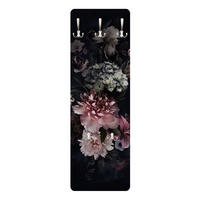 WANDGARDEROBE - Blumen mit Nebel auf Schwarz 34/105 cm - Schwarz, Holzwerkstoff (34/105/1.6cm) - Bilderwelten