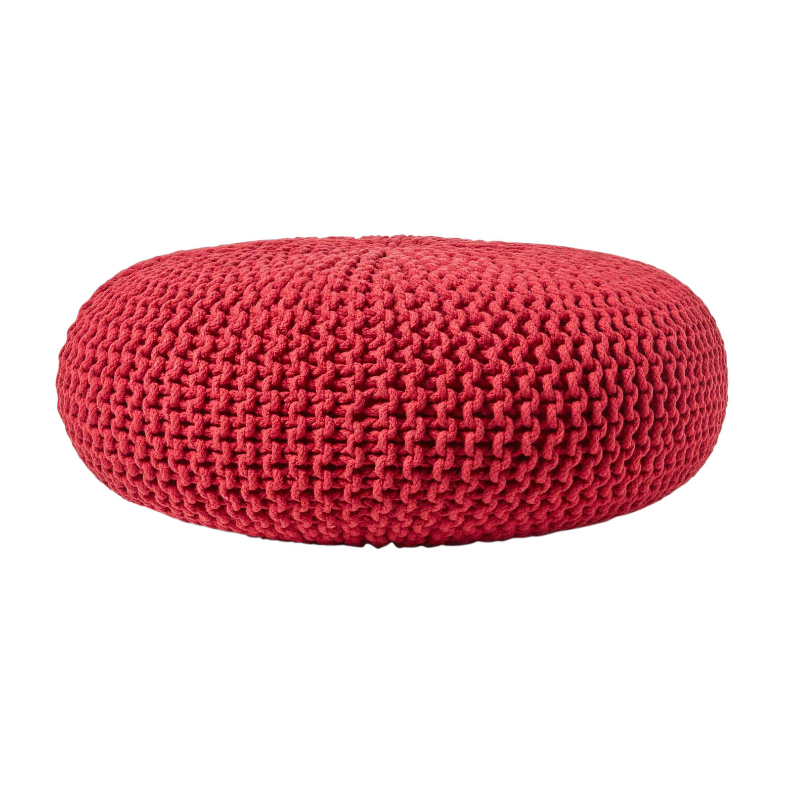 STRICK-POUF rot, Bodenkissen rund 70/70/23 cm - Rot, Textil (70/23/70cm) - Homescapes
