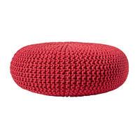 STRICK-POUF rot, Bodenkissen rund 70/70/23 cm - Rot, Textil (70/23/70cm) - Homescapes