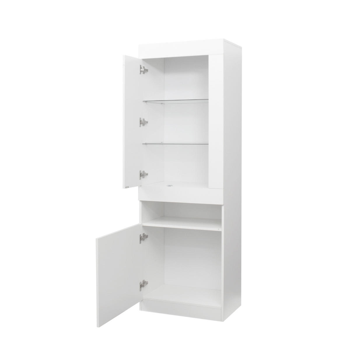 VITRINE, LED-Beleuchtung, Glas, Weiß - Weiß, Holzwerkstoff (40/180/50cm) - FLIEKS