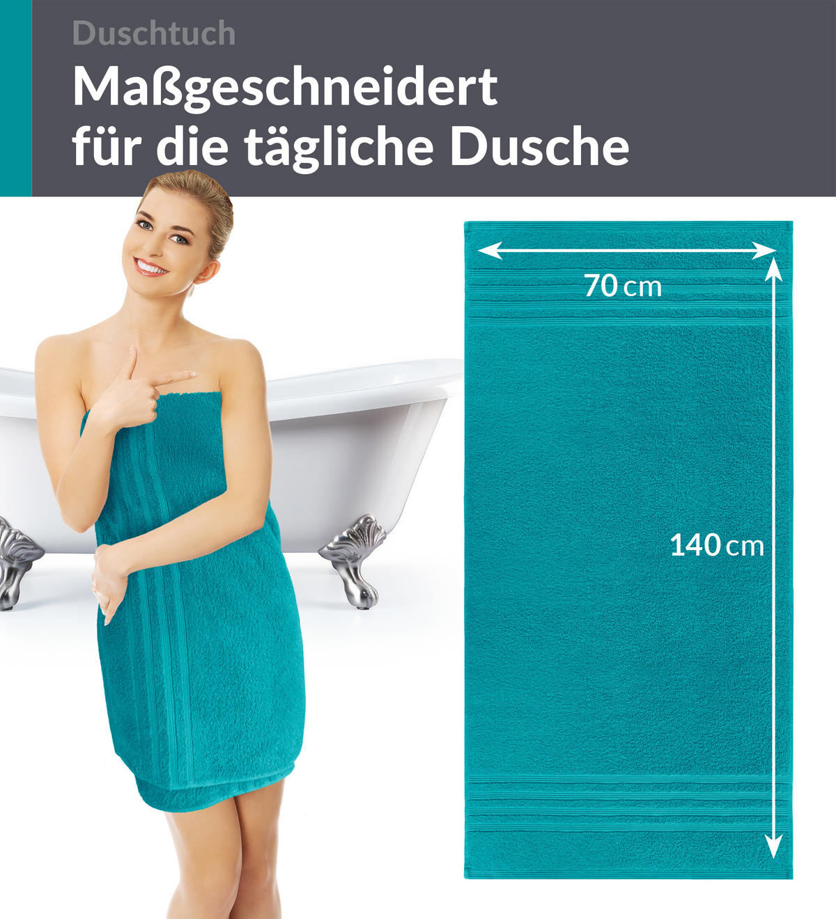 DUSCHTUCH London Nautic Grün 2er Set 70x140 - Smaragdgrün, Textil (70/140cm) - Lashuma