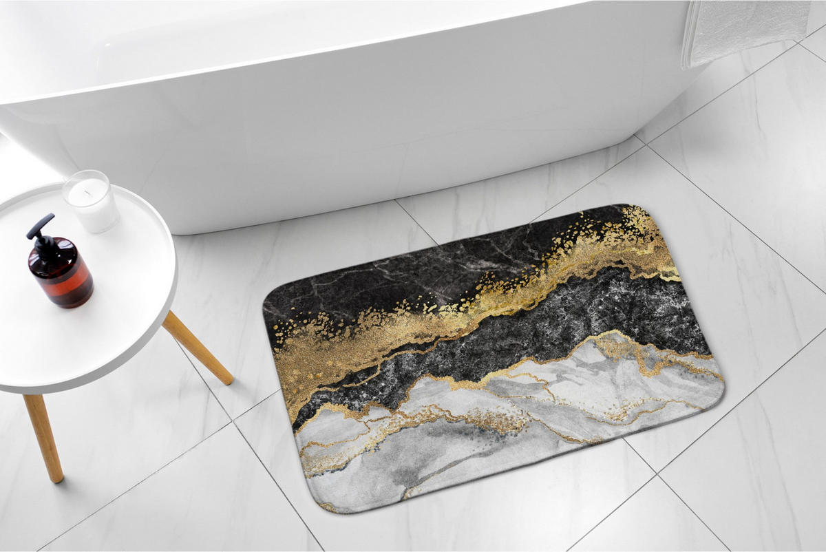 BADTEPPICH 90x60 cm Goldener Marmor - Goldfarben, Textil (90/60cm) - TULUP