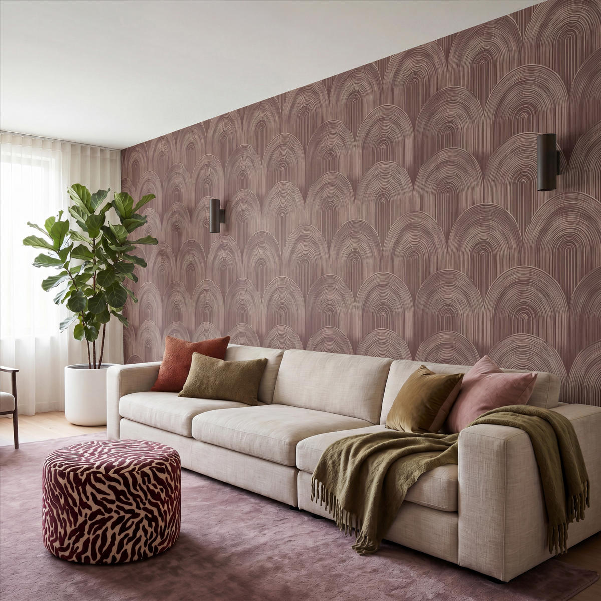 TAPETE - Rhythmic - Aufschlag - Braun - 450x220 cm - Dunkelbraun, Papier (450/220cm) - OnlyWow