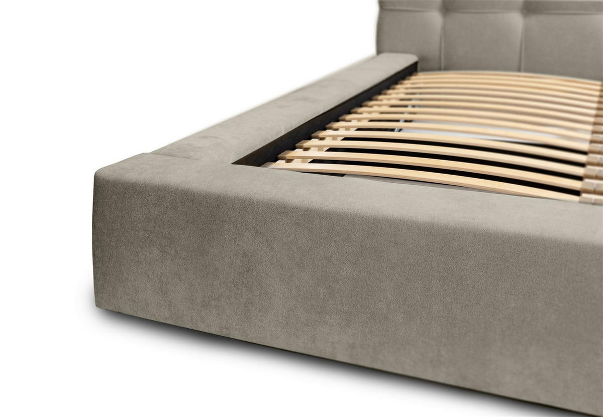 POLSTERBETT Antonio Stoff Ditra - Beige, Holzwerkstoff/Textil (180/200cm) - Fun Möbel