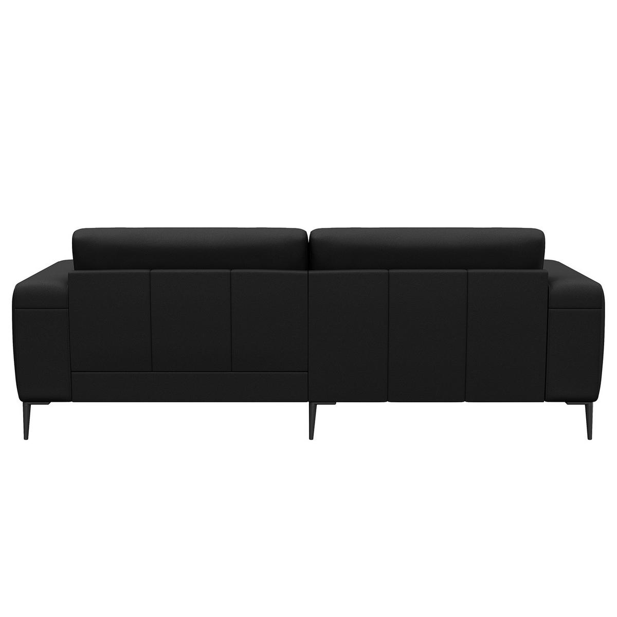 3-SITZER SOFA - Schwarz, Leder/Metall (225/77/88cm) - home24