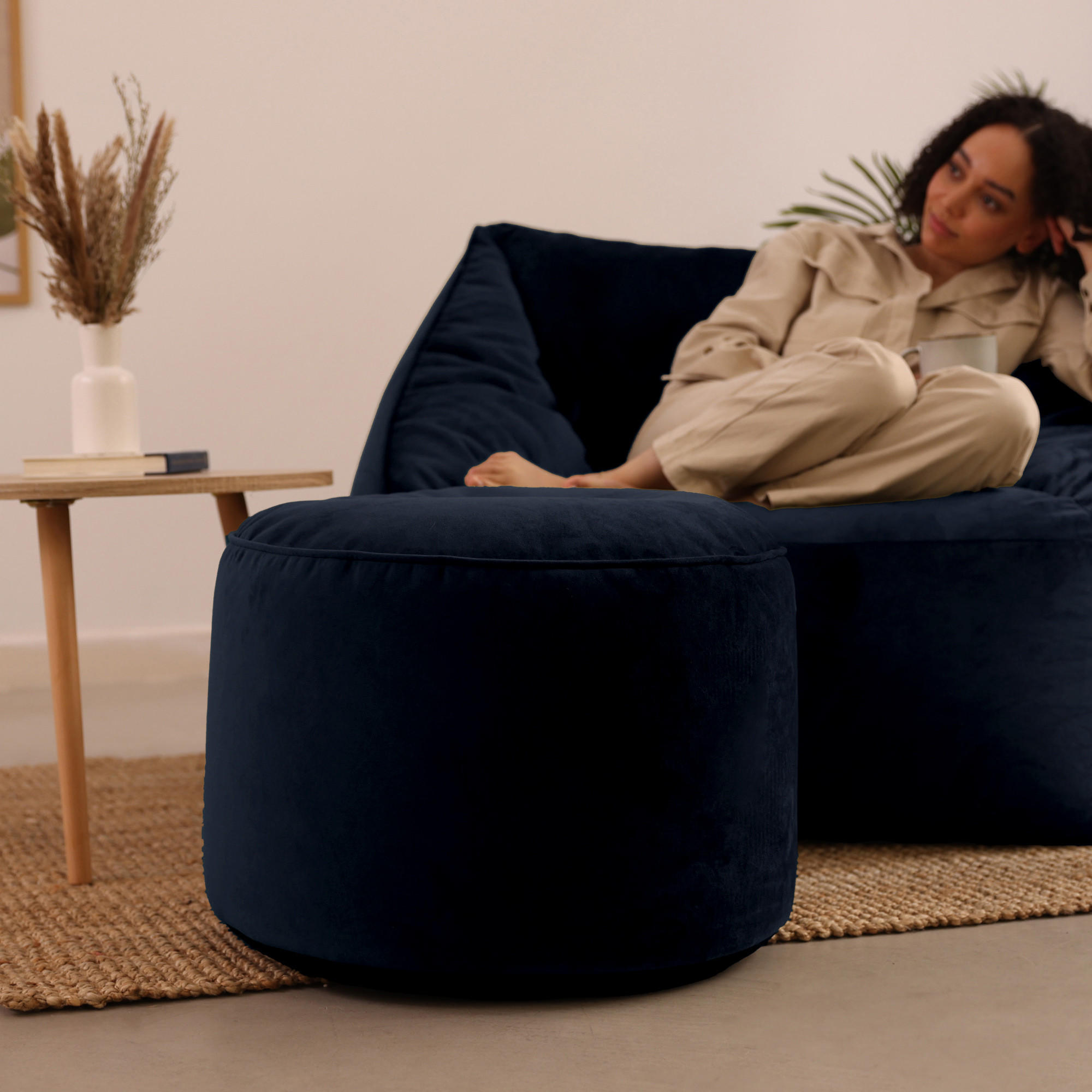 SITZPOUF Rund Milano - Dunkelblau, Kunststoff (55/35/35cm) - icon
