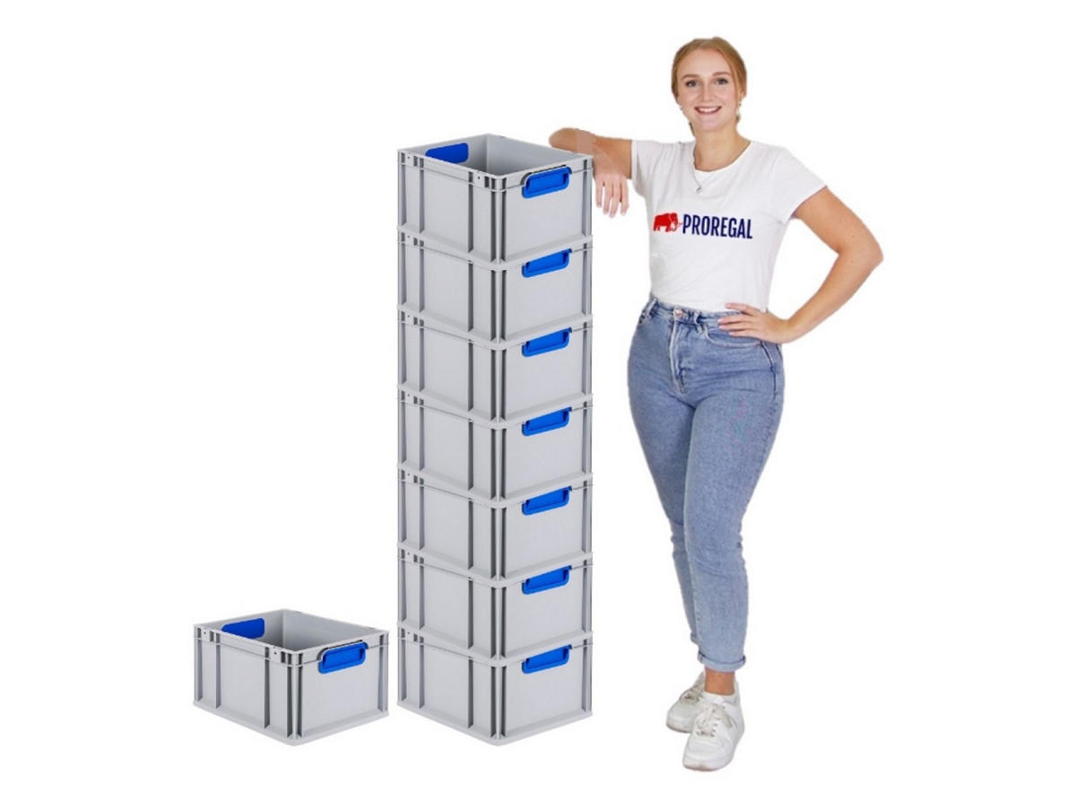 EUROBOX 8x Nextgen Color 22x30x40cm 20 Liter Griffe Blau Geschlossen - Blau, Kunststoff (30/22/40cm) - PROREGAL