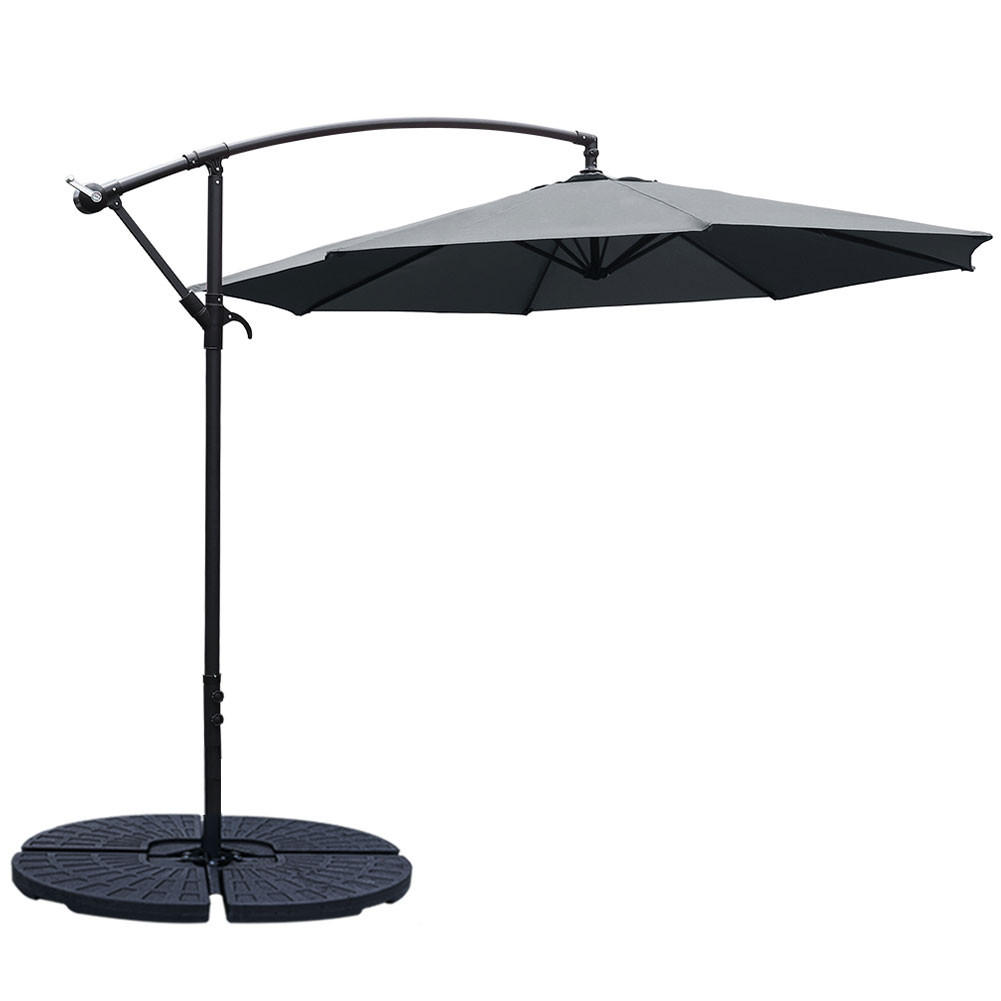 AMPELSCHIRM aus Polyester Metall in Dunkelgrau mit befüllbarer Kunststoff-Sockel und Kreuzständer drehbar 360° neigbar 60° 3 x 2.6m - Dunkelgrau, Metall (300/240cm) - Livingandhome