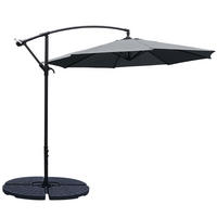 AMPELSCHIRM aus Polyester Metall in Dunkelgrau mit befüllbarer Kunststoff-Sockel und Kreuzständer drehbar 360° neigbar 60° 3 x 2.6m - Dunkelgrau, Metall (300/240cm) - Livingandhome