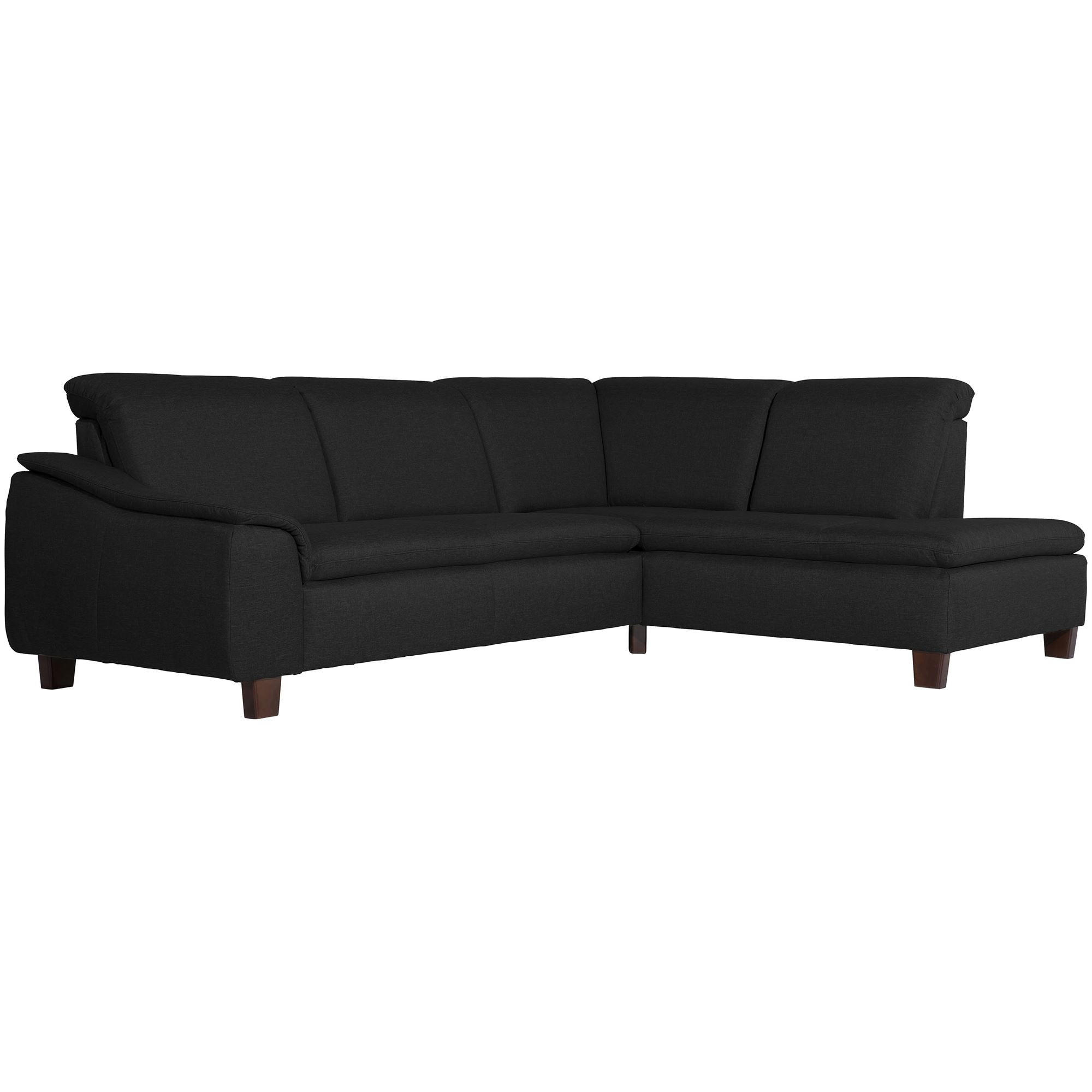 ECKSOFA mit Ottomane rechts Kaylil Flachgewebe schwarz - Schwarz, Kunststoff (187/247cm) - 58aufmkessel