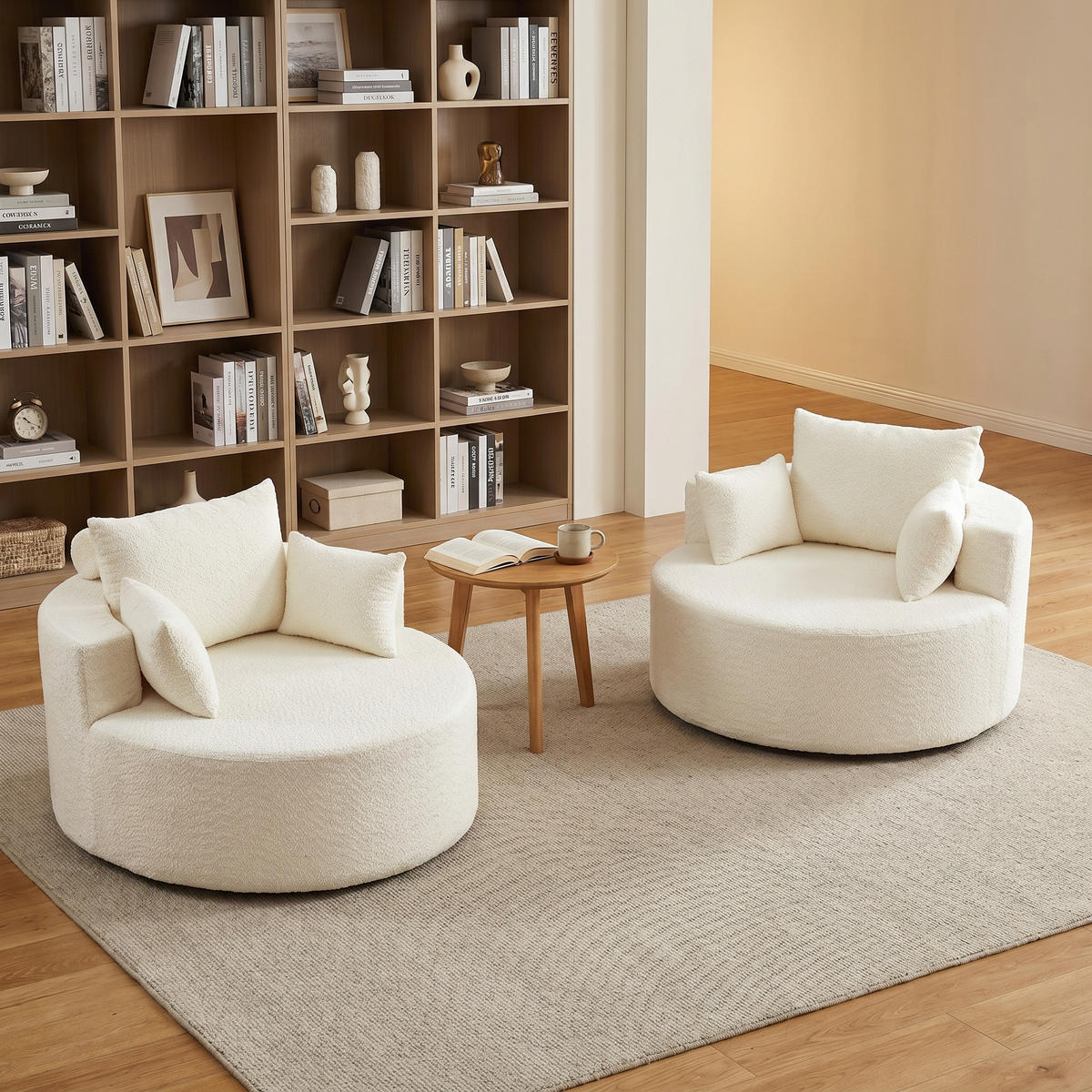 SESSEL 2er-Set Chenille Beige - Beige, Textil (127/82/127cm) - WISHDOR