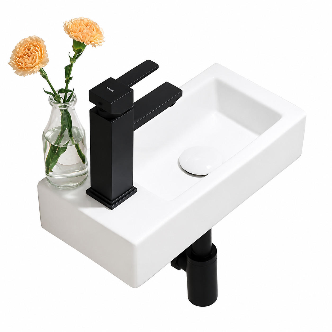 WASCHBECKEN Rechteckiges 370 x 185 x 90 mm - Weiß, Keramik (37/9/18cm) - HOROW