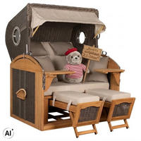STRANDKORB XL Schillig Bullauge - Taupe/Braun, Metall (142/170/95cm) - Mr. Deko