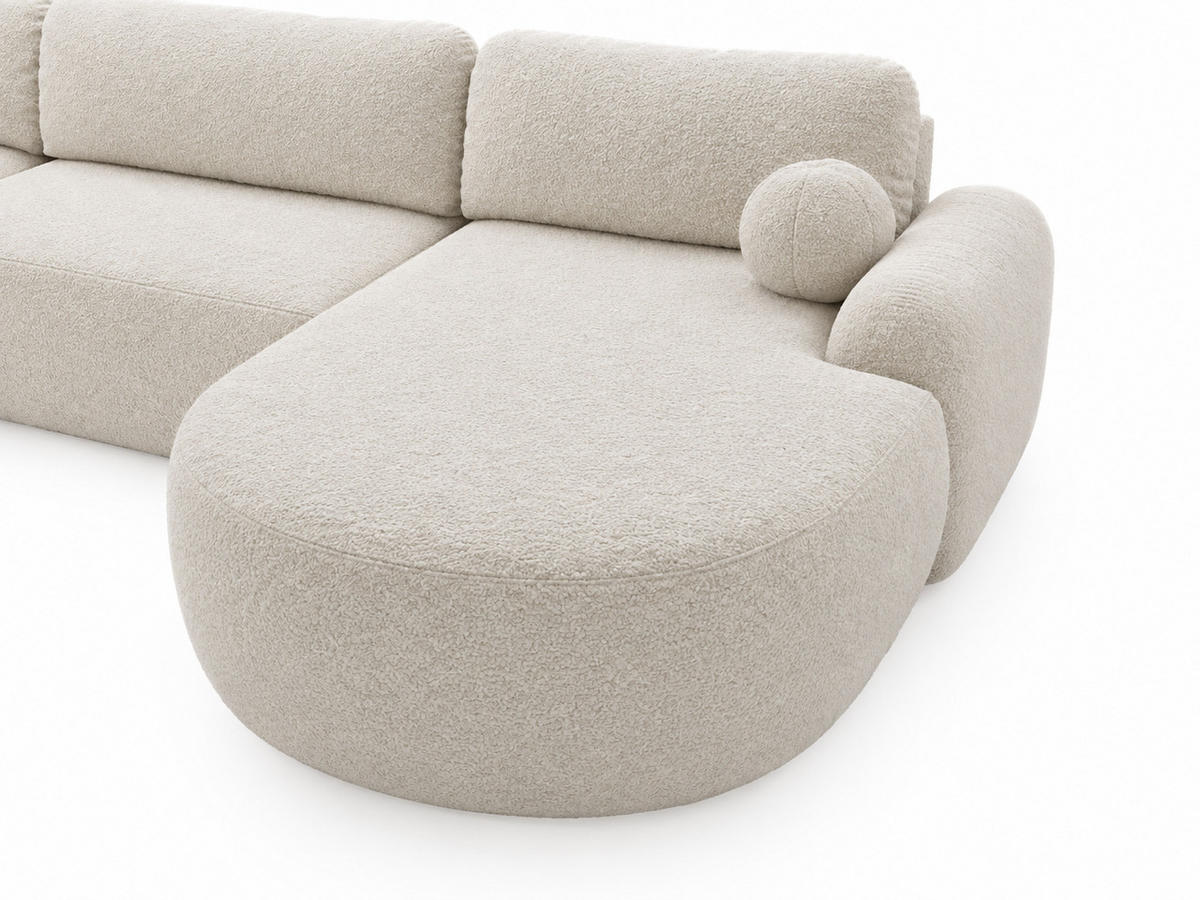 ECKSOFA Aurio U Bouclé-Stoff Weiß - Schwarz/Weiß, Kunststoff/Textil (347/177cm) - Graingold