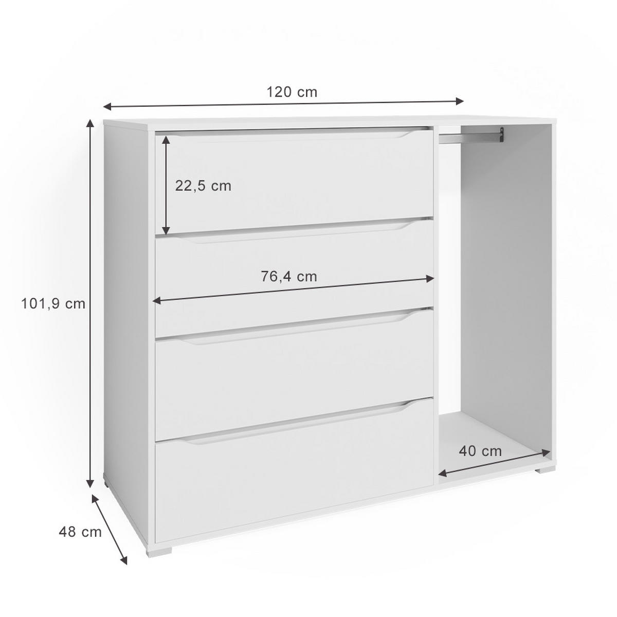 KREDENC Ruben Bílá - bílá, kompozitní dřevo (48/101.9/120cm) - Vicco