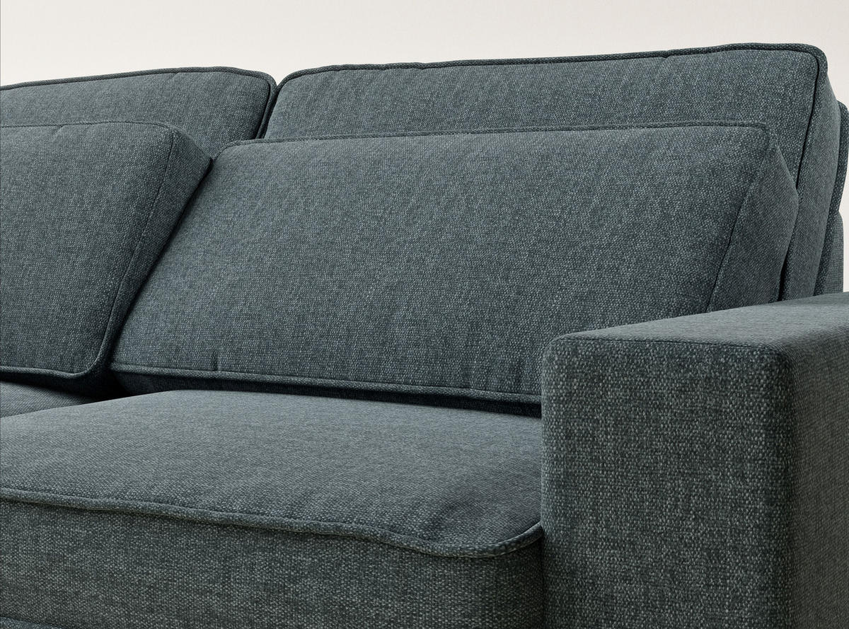 ECKSOFA Kirou Blau Webstoff - Links Seite - Blau/Schwarz, Holz/Holzwerkstoff (225/311cm) - Maison de Reve